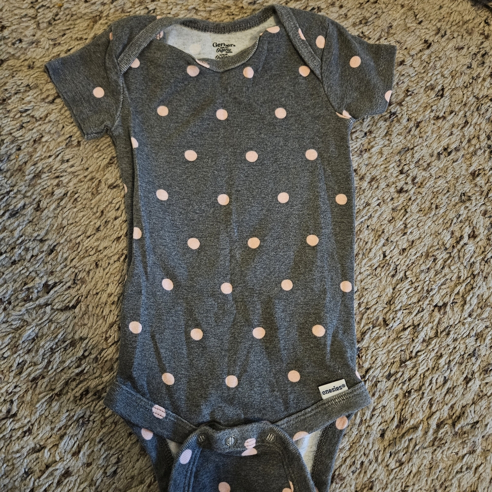 Gerber Gray and Pink Polka Dot Bodysuit